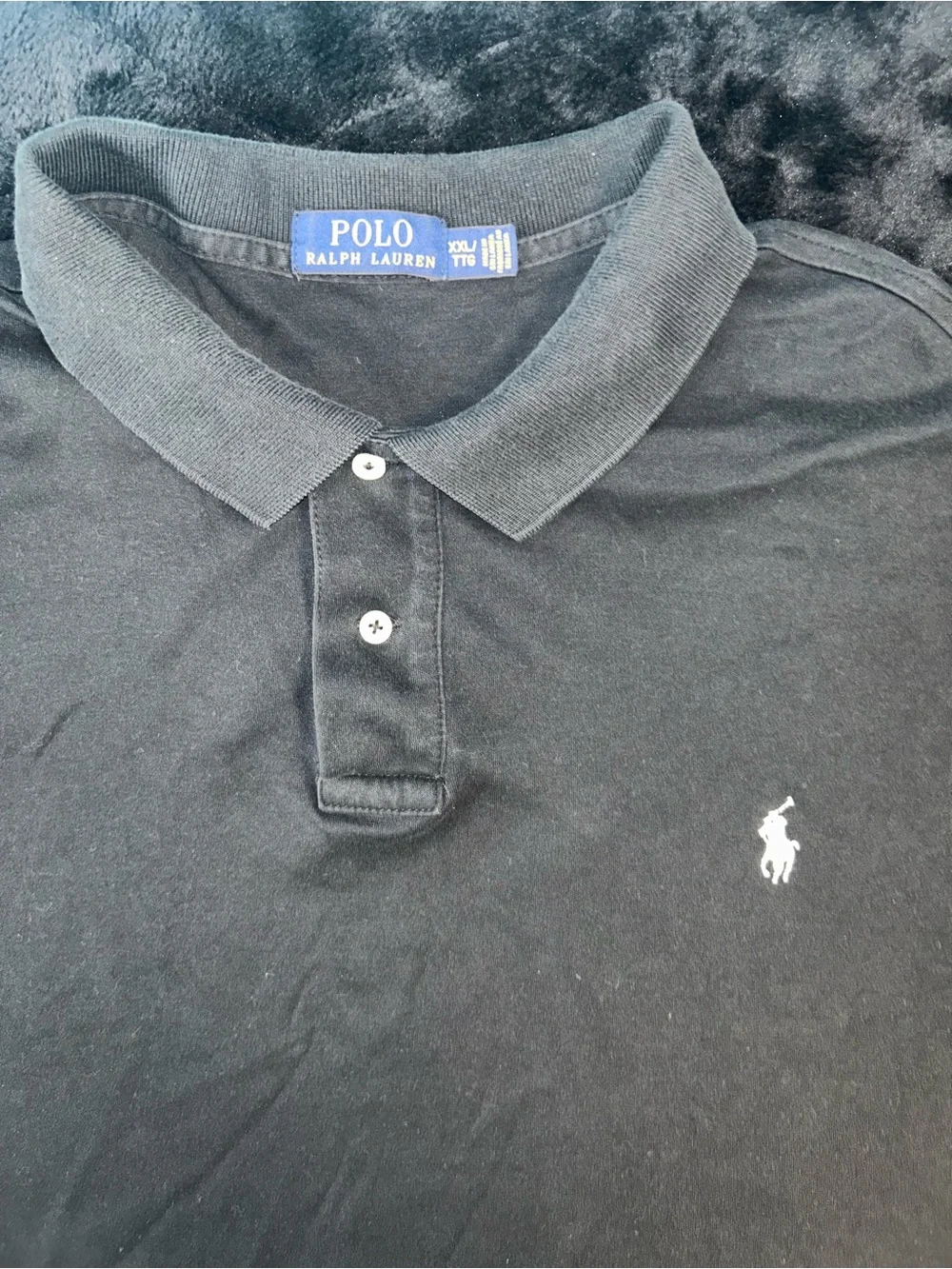Polo Ralph Lauren Mens S/S Black Classic Fit Polo Shirt Size 2XL White Pony Cot